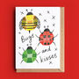 'Bugs And Kisses' Valentine Or Anniversary Card, thumbnail 1 of 2