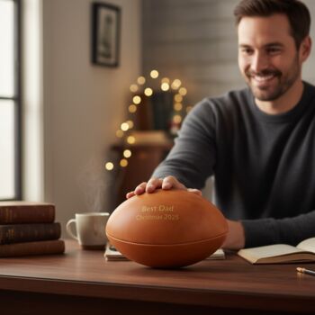 Personalised Vintage Tan Leather Rugby Ball, 7 of 12