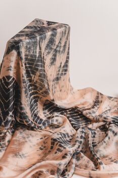 100% Mulberry Silk Scarf, Copper Black Marbling In Gift Box, 8 of 12