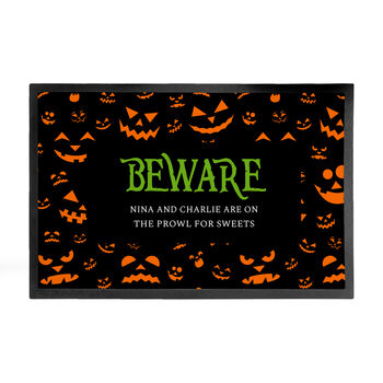 Personalised Halloween Beware Indoor Doormat, 3 of 4