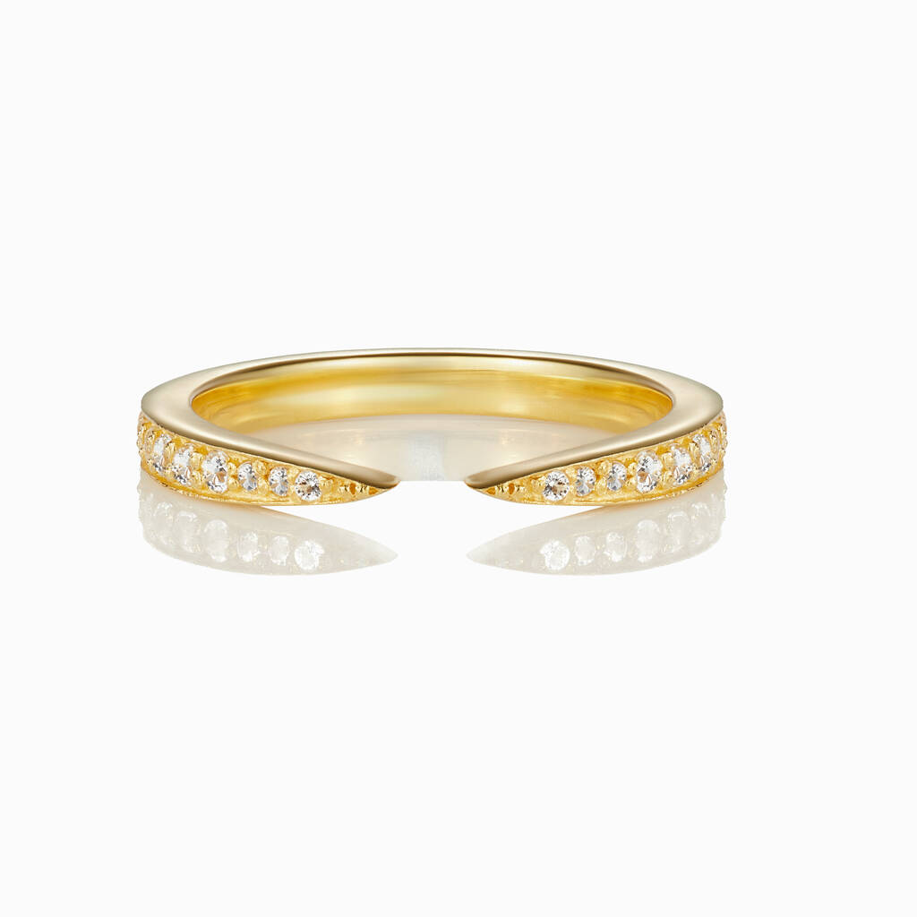 White Topaz Paved Open Gold Ring By Venu J Collection