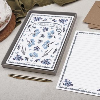 Double Sided A5 Writing Paper With Ditsy Blue Flowers, 3 of 5