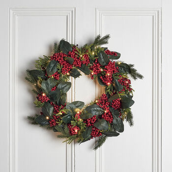 Red Berry Christmas Wreath By Lights4fun | notonthehighstreet.com