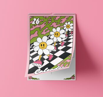 2026 Green And Pink Daisy Calendar, 3 of 5
