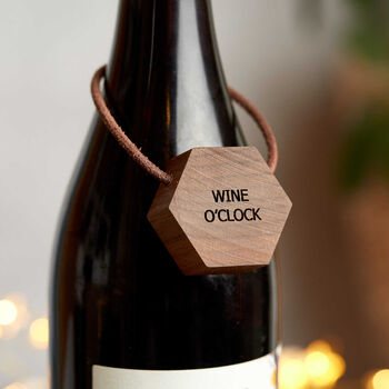 Personalised Bottle Tag In Solid Wood And Leather, 3 of 11