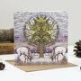 'Two Stags Under Tree' Christmas Card, thumbnail 1 of 2
