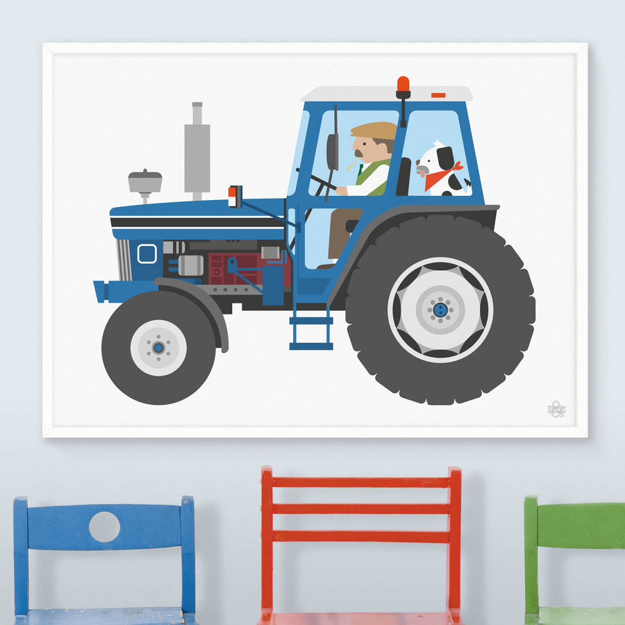 Blue Tractor Print, 1 of 4