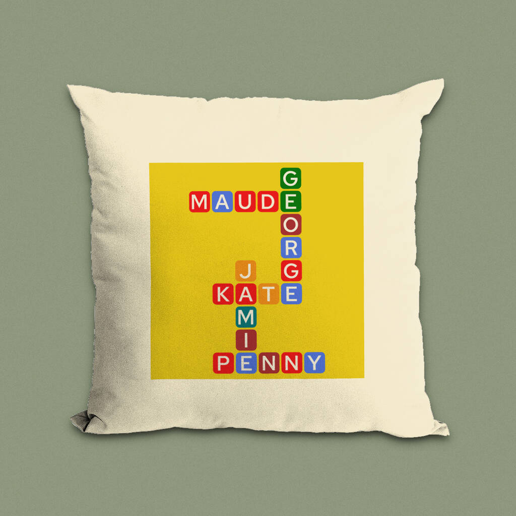 Personalised Family Names Cushion Crossword Gift By elevencorners