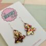 Gold, Silver And Red Christmas Tree Glitter Resin Earrings / Traditional Holiday Jewellery / Christmas Gift / Secret Santa Gift, thumbnail 3 of 10