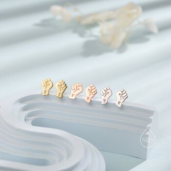 Sterling Silver Power Fist Stud Earrings, 2 of 10