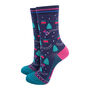 Ski Cable Cars Christmas Bamboo Socks Navy, thumbnail 1 of 4