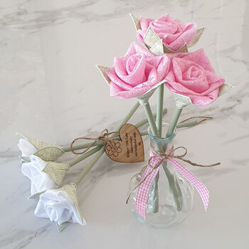 Personalised 13th Anniversary Lace Roses With Vase, 2 of 4