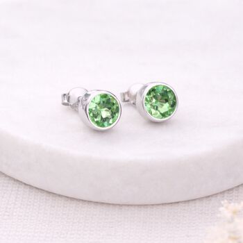Sterling Silver August Peridot Birthstone Stud Earrings – 7mm, 2 of 6