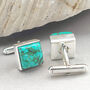 Turquoise Sterling Silver Gemstone Cufflinks, thumbnail 3 of 3