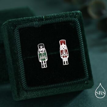 Sterling Silver Mismatched Nutcracker Stud Earrings, 2 of 12