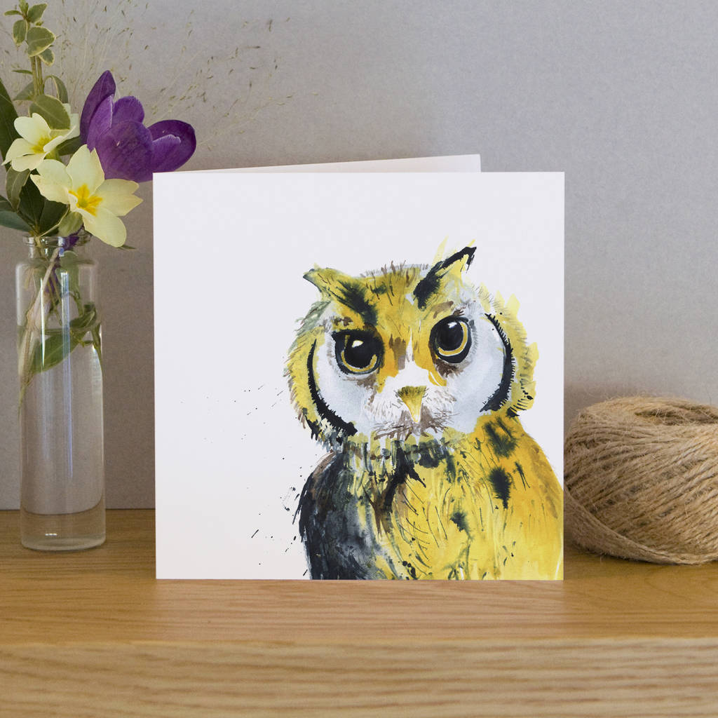 Inky Owl Blank Greeting Card, 1 of 5