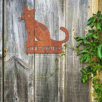 Metal Cat Welcome Sign Decor Metal Cat House Plaque, 8 of 10