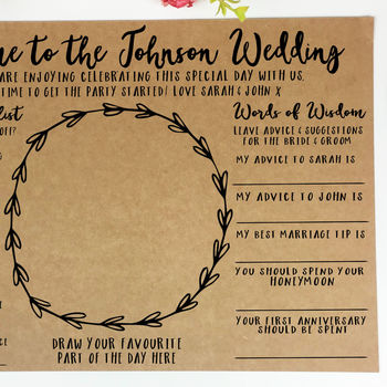 Personalised A4 Wedding Games Placemat Activity Sheet, 3 of 5