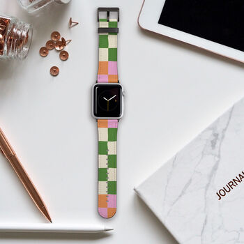 Y2k Colour Check Vegan Leather Apple Watch Band, 4 of 7