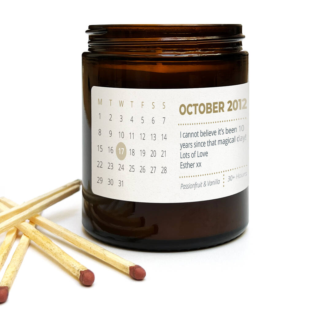 Personalised Calendar Candle | With Date And Message, 1 of 7