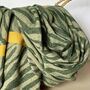Zebra Print Scarf With Stripe In Green And Mustard, thumbnail 2 of 3
