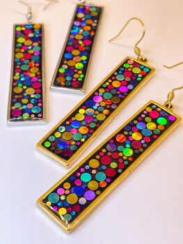 Long Disco Earrings With Colourful Sparkles, 12 of 12