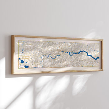 Panoramic London Thames Map Print With Gold Leaf, 4 of 4