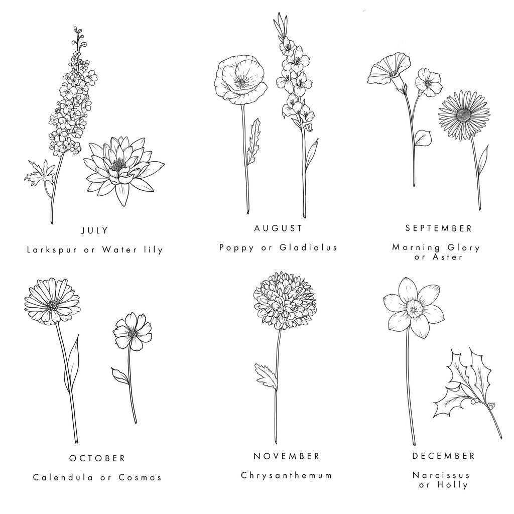 Personalised Birth Flower Family Print By Lara Vinck Designs ...