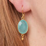 Aquamarine Chalcedony Gold Plated Drop Earrings, thumbnail 4 of 12