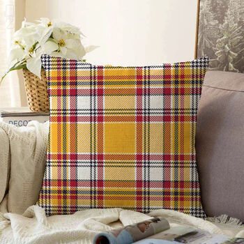 Plaid Cushion Cover With Orange, Red And Beige, 2 of 3