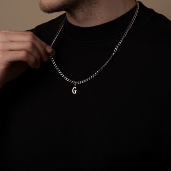 Initial Pendant Necklace In Silver For Men, Women, Unisex, 5 of 7