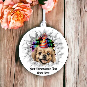 Personalised Tibetan Spaniel Birthday Break Through, 6 of 8