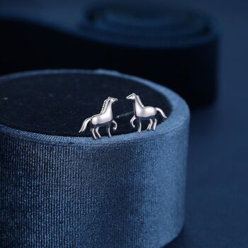 Tiny Galloping Horse Earrings In Sterling Silver, 6 of 10