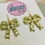 Large Bow Glitter Earrings, thumbnail 7 of 10