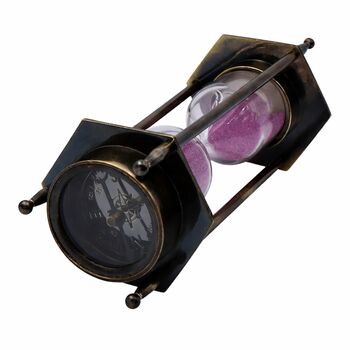 Bronze Hourglass With Pink Sand And Compass, 8 of 9