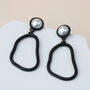 Matte Black And Pearl Wavy Drop Earrings, thumbnail 1 of 3