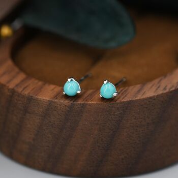 Very Tiny Genuine Turquoise Stud Earrings, 5 of 12
