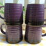 Set Of Four Reactive Glaze Brûlée Mugs In Black And Deep Purple, thumbnail 2 of 8