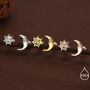 Mismatched Sun And Moon Screw Back Earrings In Sterling Silver, thumbnail 4 of 10