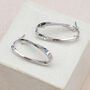 9ct White Gold Twist Oval Hoop Earrings, thumbnail 2 of 4