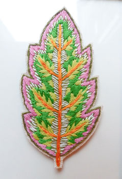 Gold Framed Leaf Embroidery Art, 6 of 7