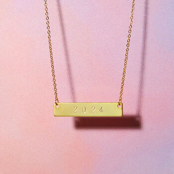 Personalised Year Loved You Since Gold Bar Valentines Necklace, 3 of 7