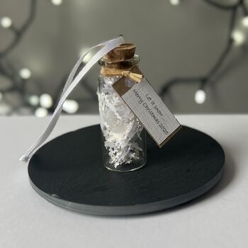 Tiny Bottle Of Snow Personalised Hanging Decoration, 3 of 12