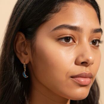 Mismatched Blue Swirl Moon And Star Hoop Earrings, 2 of 3