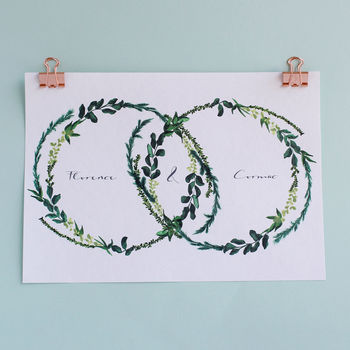 Personalised Wedding And Anniversary Wreath Print, 9 of 11