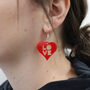 Love Heart Acrylic Red Earrings, thumbnail 1 of 7