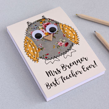 Personalised Owl Embroidered Notepad, 2 of 5