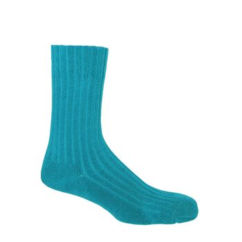 His And Hers Ribbed Bed Socks Aqua, 2 of 4