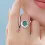 Sterling Silver Vintage Inspired Green Onyx Cz Ring, thumbnail 4 of 12