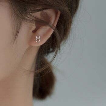 Sterling Silver Simple Bunny Ears Stud Earrings, 5 of 6